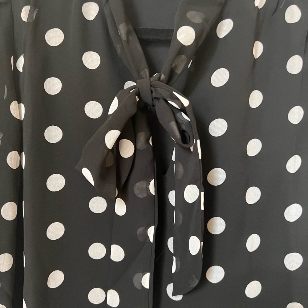 Walter Baker Duchess black polka dot neck tie top size S - Picture 8 of 10